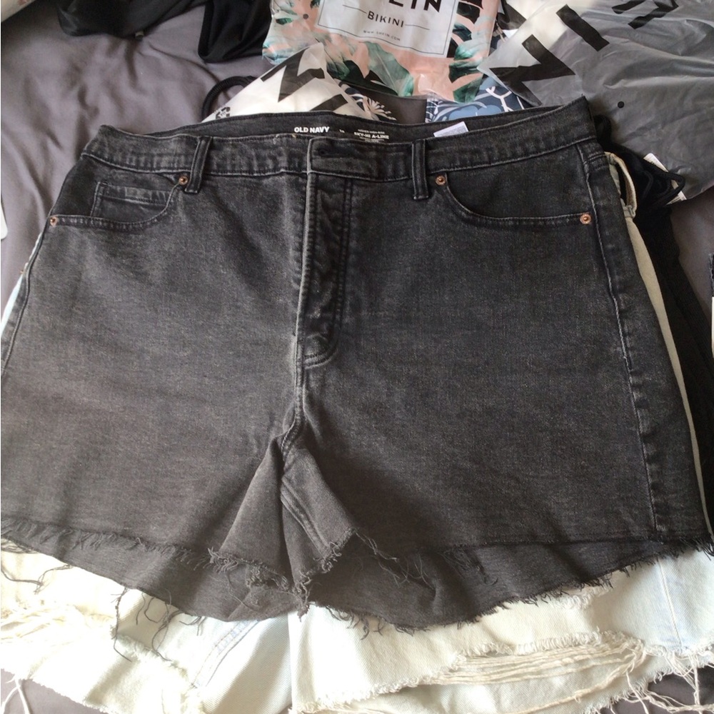 Old Navy 18 Black high rise button up with pair slouchy strait pair sz 18